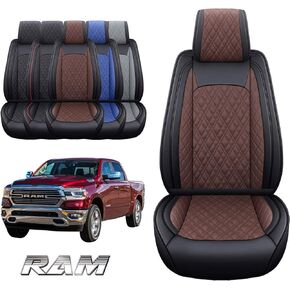 YIERTAI Dodge Ram Seat Covers Compatible with 2009-2024 1500 2010-2024 2500 3500 Pickup Classic Bighorn Longhorn Laramie Crew Double Mega Cab Tradesman Truck Full Set Black Gray