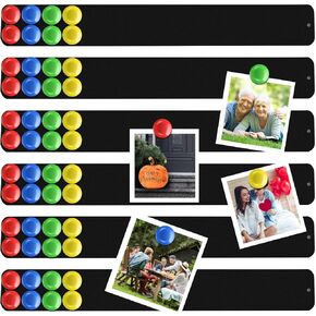 6 Pieces Frameless Magnetic Stainless Iron Board Strip Bulletin Bar Board Memo Strip Set with 48 Pieces Colorful Magnet for Kitchen Office(Black) in Kuwait