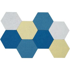 8Pcs Hexagon Felt Cork Board Tiles Self Adhesive Bulletin Board, Pin Board for Wall Decor Memos Photos Display (Set D)