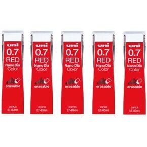 Uni NanoDia Color Mechanical Pencil Leads 0.7mm Red, 5 Pack/total 100 Leads Value Set