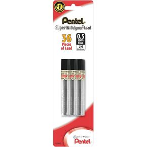 Pentel® Super Hi-Polymer Fine Line Lead Refills, 0.5 mm, 2H Hardness, Pack Of 36