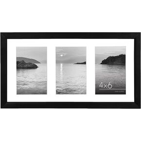 Americanflat 8x16 Collage Picture Frame with Shatter-Resistant Glass - Fits Three 4x6 Photos or One 8x16 Picture - Signature Collection - Gallery Frame Set for Tabletop and Wall Display - Black