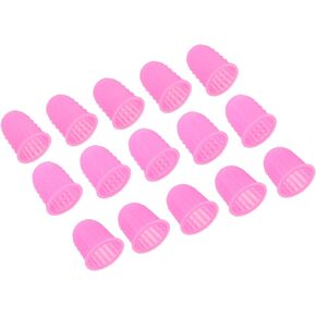 PATIKIL Rubber Finger Tips, 15 Pack Silicone Thumb Fingertip Protector Covers Guard Pads Thimble for Office Counting Sorting Sewing, Green 3 Size Assorted