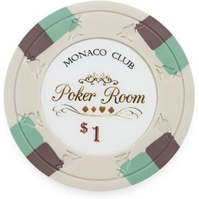 Claysmith Gaming Pack of 50 Monaco Club Poker Chips, Heavyweight 13.5-Gram Clay Composite