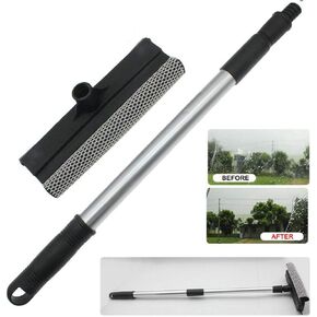 Car Windshield Wash Cleaner Extendable Window Squeegee Cleaner Scrubber Brush Wiper Sponge,with Long-Reach Handle, Unique Pivoting Head Window Glass Cleaner, Car & Home Interior Exterior Use (Black)