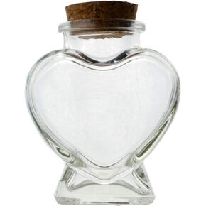 Clear Glass Bottle with Cork Stopper, 50ml Heart Shapes Bud Vases Jars, 3.15x2.5x1.6in Mini Message Wish Bottle, 1pcs (Love Bottle)