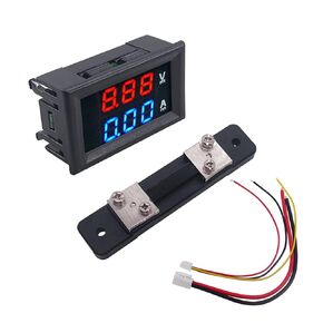 SIPYTOPF 0.28" Digital Voltmeter Ammeter,LED Red&Blue Dual Digital Display Multimeter DC 0-100V 50A Detector Voltage Current Meter Gauge Tester with 50A Shunt