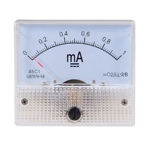 uxcell Analog Current Panel Meter DC 0-1mA 85C1 Ammeter 64x57x56mm for Circuit Testing Charging Battery Ampere Tester Gauge Pack of 1