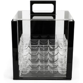 DA VINCI Acrylic Poker Chip Carrier Case with Capacity for 1,000 Poker Chips, and 10 Chip Racks