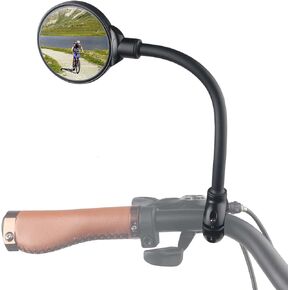 Bike Mirror, Bicycle Rear View Handlebar Mirrors Wide Angle Acrylic Convex Safety Adjustable Rotatable Scratch Resistant Shockproof Aluminum Tube Bike Mirrors for Mountain/Kids/Ebike Bikes （1 piece）