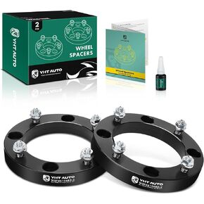 YHTAUTO 4x156mm Wheel Spacers 1 inch Fits Kawasaki, Polaris Models, Ranger, RZR, Sportsman, Mojave, Tecate, Tire Spacers w/ 3/8" x24 & 12.9 Grade Studs, 131mm Hub Bore 4 Lug 2PCS Black Wheel Adapters