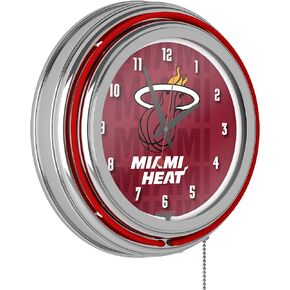 Trademark Gameroom NBA Chrome Double Rung Neon Clock - City - Miami Heat