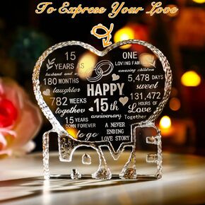 H&D HYALINE & DORA 10th Anniversary Wedding Crystal Engraved Paperweight Gift for Husband Wife 10th Anniversary Crystal Heart Marriage Keepsake Couples Handcraft Gift