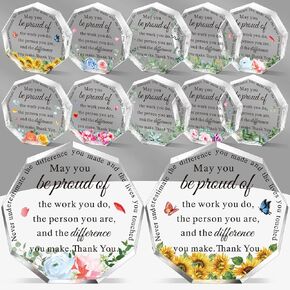 12 Pcs Thank You Gift Coworker Gifts Employee Appreciation Gifts, Goodbye Farewell Gifts Retirement Gifts, Acrylic Award Plaque Inspirational Paperweight for Office Teacher Labor Day(Classic)