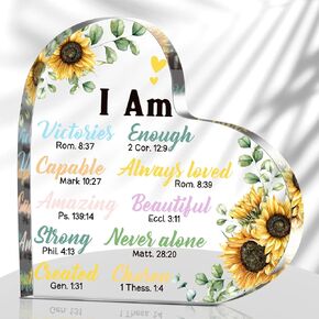 Sunflowers Gifts for Women Christian Gift for Office Inspirational Gift Prayers Religious Gift Scripture Motivational Gift Flower Decor Positive Table Decor Keepsake Paperweight (Flower)