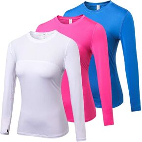 3 Pack Women's Long Sleeve Shirts Performance Base Layer Sports Shirts Training Top Quick Dry Top Shirts Thumb Hole