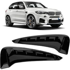 قطعتان من غطاء فتحة تهوية الجانب الأسود الخارجي الرائع لديكور السيارة، متوافق مع BMW X5 F15 2014-2018. شعارات الحاجز تقليم الشارات in Kuwait