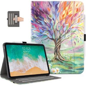 Case for iPad 10th Generation with Pencil Holder Kids Men Women Shockproof Case Multi-Angle Adjustable Stand View with Pocket/Hand Strap/Auto Wake Sleep,Woman with a Parasol