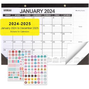 Large Academic 2024-2025 Desk Calendar - 24 Months Desk Pad 17" x 12" January 2024-Dec 2025 Desk Wall Calendar With Large Ruled Blocks For Planning