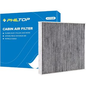 PHILTOP Cabin Air Filter, Replacement for Jetta 2019-2021, Tiguan 2018-2021, Atlas 2018-2021, Golf 2015-2021, Premium ACF028(CF11643) Cabin Filter with Activated Carbon, Filter Up Dust Pollen