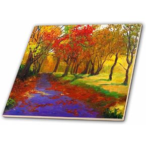 3dRose ct_53123_3 Maple in Autumn Oil Painting Ceramic Tile, 8-Inch