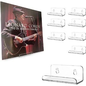 Black Vinyl Record Shelf Wall Mount 8 Pack,Acrylic Album Record Holder Display,Vinyl Record Shelf Stand and Wall Mount Display,Acrylic Record Frame Show Your Favorite LP (Black)