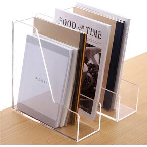2-Pack Acrylic Magazine File Holder Desk Organizer Magazine Rack, Clear, Vertical File Sorter Holders