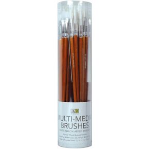 White Nylon Bristle Long Handle Filbert #12 Paint Brush with Wood Handle - Paint Brushes for Acrylic Paint, Oil or Watercolor Paint - Face Paint Application, Nail Art