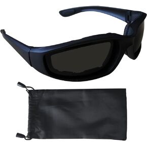 Driving Motorcycle Riding Glasses Foam Padded Motocross Eyeglass Waterproof UV Protection Anti-Wind Dustproof Goggles Eyewear Motorcycle Sunglasses for Outdoor Activities Extreme Sports(Smoke Lens)
