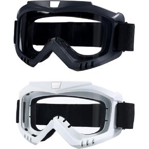 LJDJ Dirt Bike Goggles, 2 Pack ATV Motorcycle Goggles Wide Vision Anti-UV Adjustable Motocross Glasses Riding Racing Off-Road Cycling Goggles for Youth, Teens, Men & Women