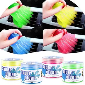 vvag Car Cleaning Gel，4 Packs Car Slime Cleaner Dust Cleaning Gel，Reusable Car Interior Cleaner，Car Cleaning Kit for Computer,Keyboard, Camera, Printers