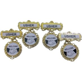 Westmon Works Usher Badge Multipack Church Welcome with Pin on Back Bulk Pack Set of 4