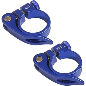 2 Pcs Bike Seatpost Clamp, 31.8mm Quick Release Bicycle Seat Clamp, Aluminium Alloy Seat Attachment Tube Clamp for Road Bike Casual Bike (Gold)