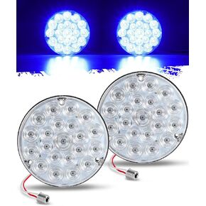 Partsam 4 بوصة ضوء خلفي مستدير 21-2835 LED أضواء حمراء لإيقاف الدوران مع 1156 مقبس TPE حشية استبدال عدسة شفافة لـ Freightliner Kenworth Peterbilt Cascadia، 12V IP67 مقاومة للماء قطعتان