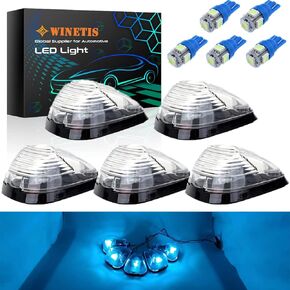 WINETIS Clear Roof Cab Marker Lights Top Clearance Running Light w/ 168 White LED Bulbs Aftermarket Replacement Compatible with 99-16 Ford F150 F250 F350 F450 F550 Super Duty Pickup Trucks SUV (Qty:5)