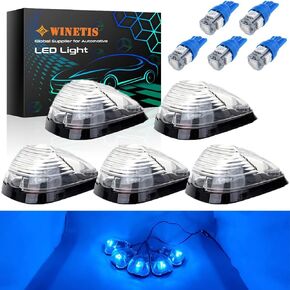 WINETIS Clear Roof Cab Marker Lights Top Clearance Running Light w/ 168 White LED Bulbs Aftermarket Replacement Compatible with 99-16 Ford F150 F250 F350 F450 F550 Super Duty Pickup Trucks SUV (Qty:5)