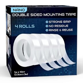 Lockport Double Sided Tape Heavy Duty Hanging – 4 Pack - 1 inch x 10 Ft Each –Mounting Tape for Walls, Wood, Tile, Plastic & Metal Surfaces – Strong Grip