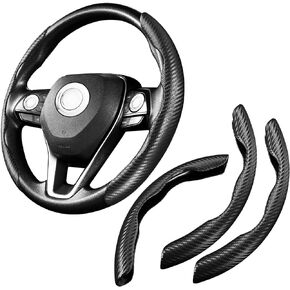 WSSROGY 3 Pack Carbon Fiber Car Steering Wheel Cover, Anti-Skid Segmented Steering Wheel Protector, Butterfly Steering Wheel Cover, Universal for 99 Car Wheel Cover Protector (Black)