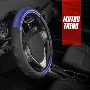 غطاء عجلة القيادة من Motor Trend GripDrive من ألياف الكربون الأسود، مقاس قياسي 15 بوصة، مقبض مريح من الجلد الصناعي الأسود، غطاء عجلة قيادة السيارة لشاحنة السيارات وسيارات الدفع الرباعي in Kuwait
