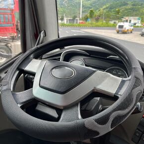 PINCTROT XL Size 17.5-18 Inch Comfy Grip Steering Wheel Cover for Semi Truck, Fits RV, Big Rig Trucker, 18 Wheeler and Classic Cars, Anti-Slip Design 17.5-18 Inch(Silicone Black)