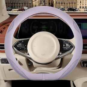 Nappa Leather Pink Steering Wheel Cover, Advanced Microfiber Leather Non-Slip Breathable Fabric, Warm in Winter and Cool in Summer, Universal 15 inch