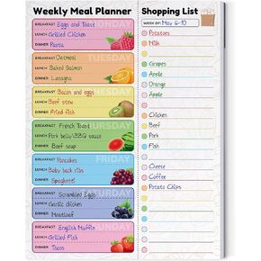 Zoe Deco Weekly Meal Planner (Fruit, 7 x 10"), Magnetic Notepad for Refrigerator, Weekly Menu Planning Pad for Family, 52 Easy Tear-Off Sheets for Grocery/Shopping Lists