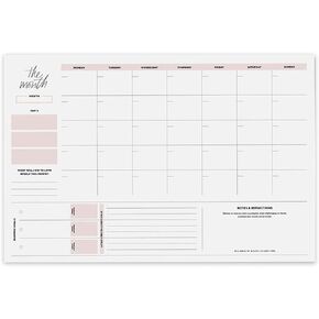 Bliss Collections Monthly Planner, Simple Pink Self-Care, Undated Desk Calendar and Planner for Organizing and Scheduling Tasks, Productivity Tracker, Goals, Notes and To-Do Lists, 12"x18" (18 Sheets)