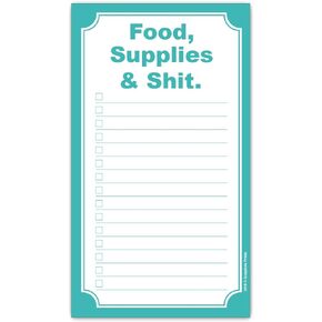 Funny Magnetic Grocery List, Food Supplies and Shit Novelty Gift, 4.25 x 7.5 inch