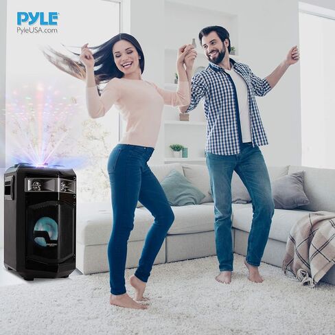 Pyle Portable Rechargeable Wireless PA Speaker System w/ Bluetooth, 500W Peak Power Outdoor Speaker Microphone Set with Mic Talkover, Flashing LED DJ Lights, USB SD FM Radio AUX, Mic Included in Saudi Arabia
