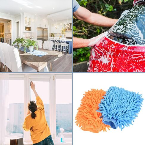 Microfiber Chenille Wash Mitt - Double Side Reusable Gloves for Cleaning, Scratch-Free, Apply to Car Cleaning in Saudi Arabia