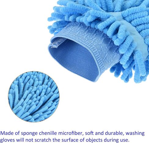 Microfiber Chenille Wash Mitt - Double Side Reusable Gloves for Cleaning, Scratch-Free, Apply to Car Cleaning in Saudi Arabia