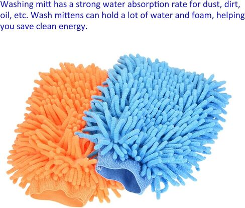 Microfiber Chenille Wash Mitt - Double Side Reusable Gloves for Cleaning, Scratch-Free, Apply to Car Cleaning in Saudi Arabia
