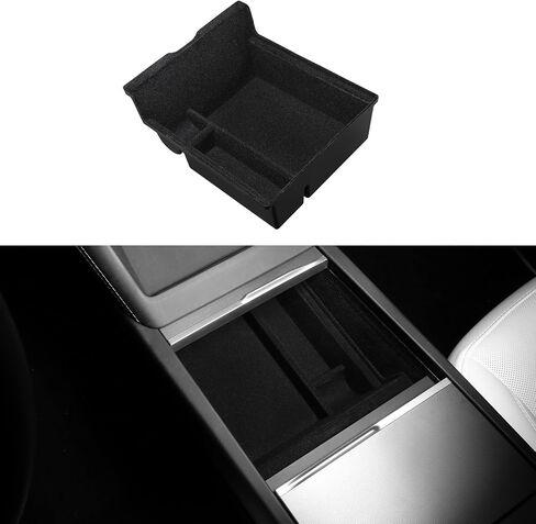 BASENOR Tesla Model Y Model 3 Armrest Storage Box Organizer Center Console Tray Tesla Interior Accessories for 2016-2023 Model 3 2020-2024 Model Y (Not Fit 2024 Model 3) in Saudi Arabia