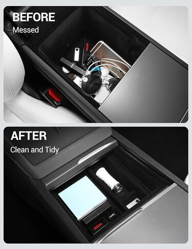 BASENOR Tesla Model Y Model 3 Armrest Storage Box Organizer Center Console Tray Tesla Interior Accessories for 2016-2023 Model 3 2020-2024 Model Y (Not Fit 2024 Model 3) in Saudi Arabia